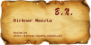 Birkner Neszta névjegykártya